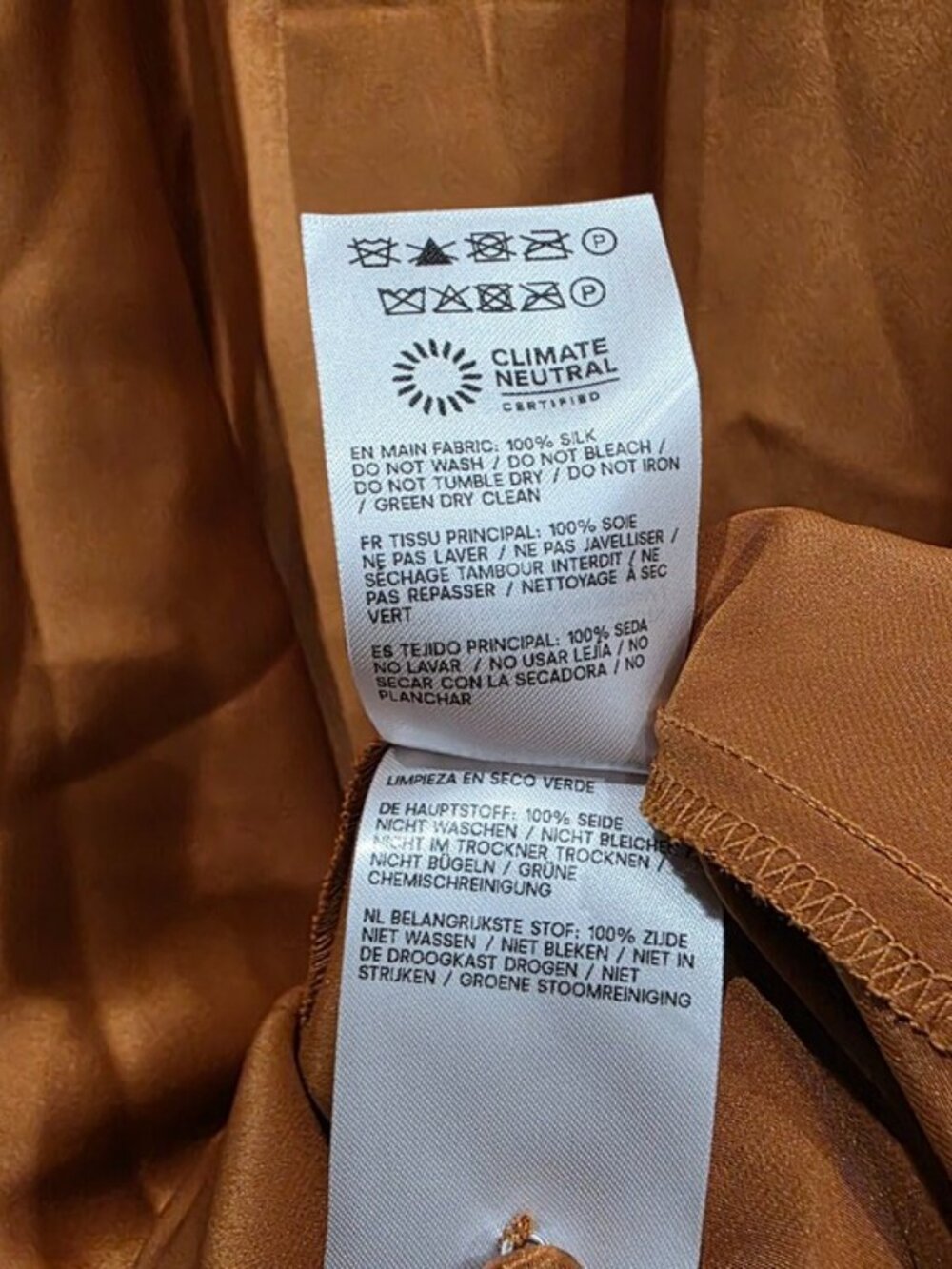 NWT Reformation Daniela Copper Silk Dress - Picture 9 of 9
